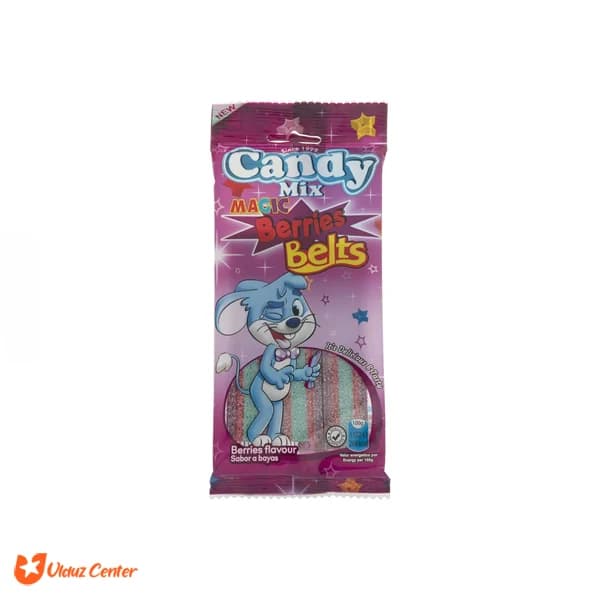 پاستیل نواری Candy Mix مدل Berries Belts وزن 85 گرم