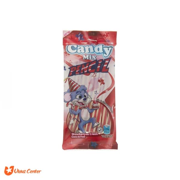 پاستیل نواری Candy Mix مدل Pencil با طعم توت فرنگی وزن 85 گرم