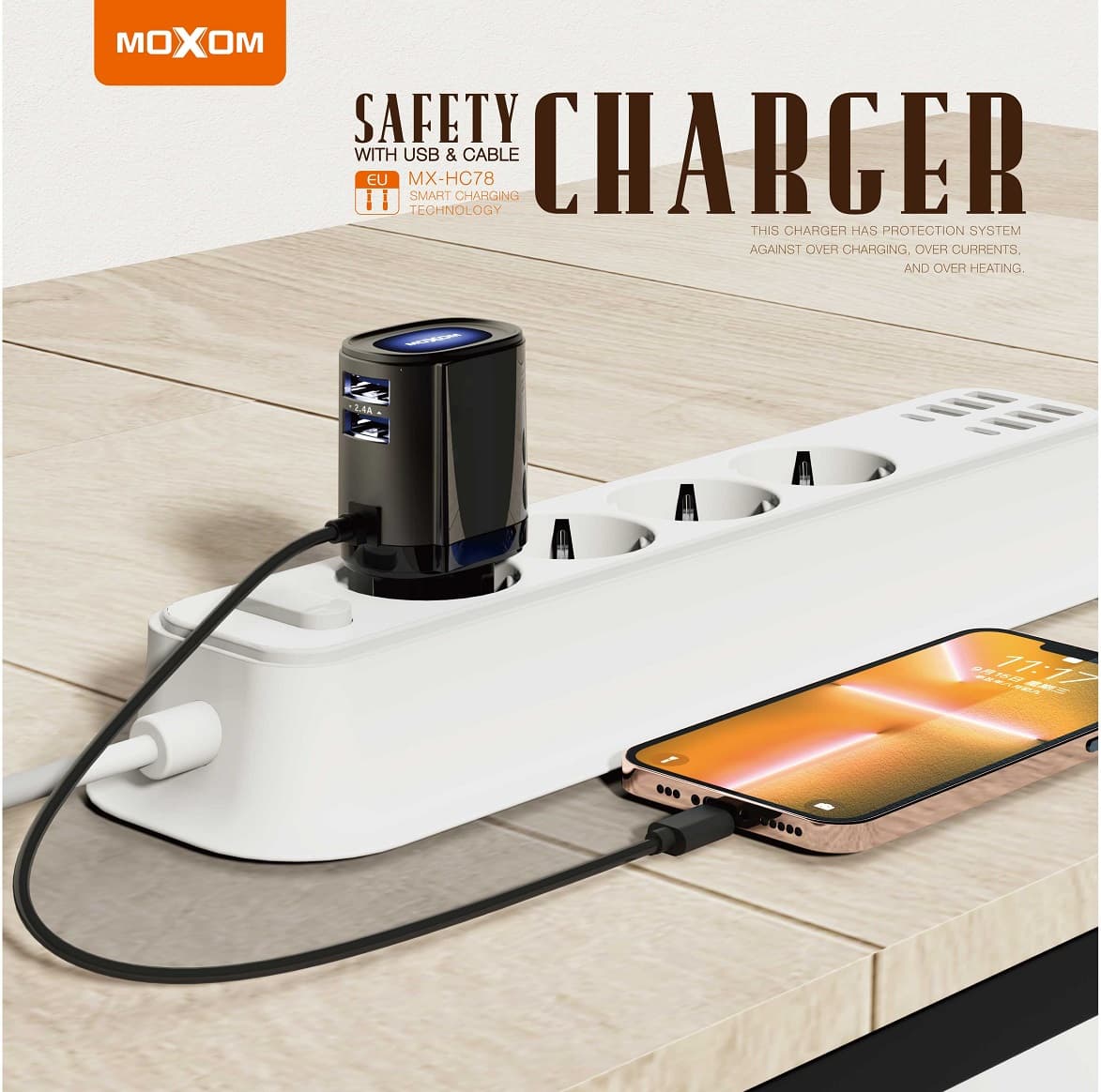 شارژر دیواری موکسوم با کابل لایتنینگ MX-HC78-IPHONE — تصویر ۴