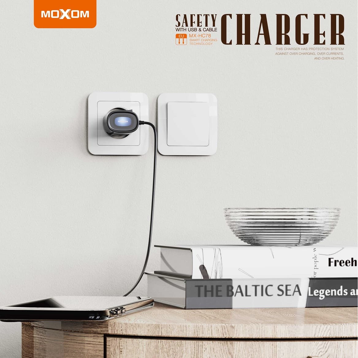 شارژر دیواری موکسوم با کابل لایتنینگ MX-HC78-IPHONE — تصویر ۲