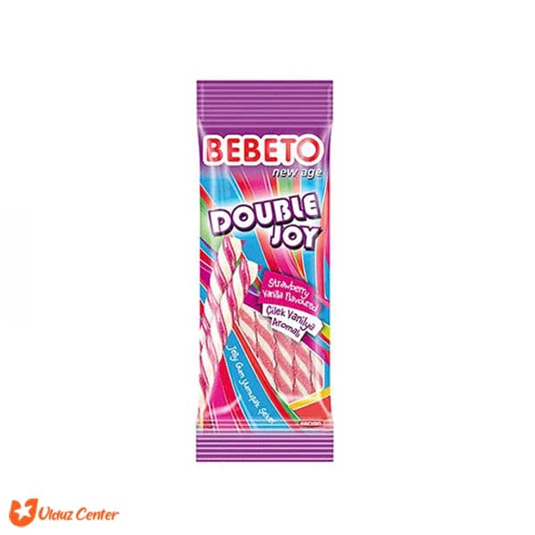 پاستیل نواری ببتو با طعم توت فرنگی و وانیل مدل Doouble Joy وزن 75 گرم