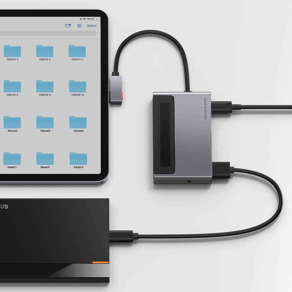 هاب 6 پورت بیسوس Baseus Magic Multifunctional Type-C HUB with a Retractable Clip CAHUB-DA0G — تصویر ۶