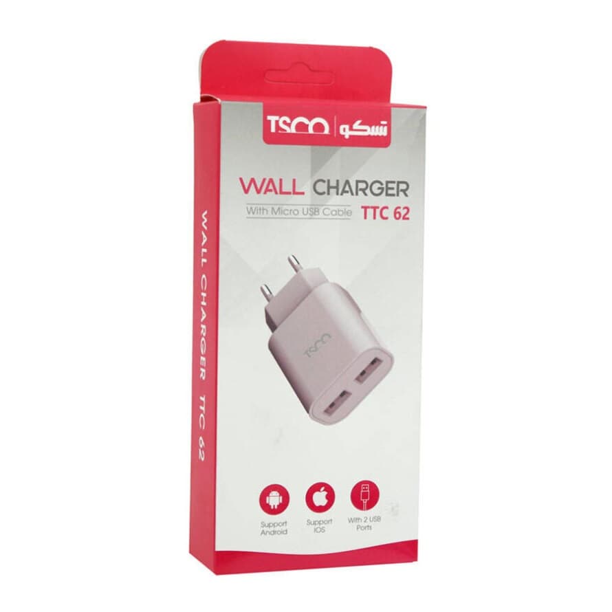 شارژر دیواری تسکو مدل TTC 62 با کابل microUSB — تصویر ۲
