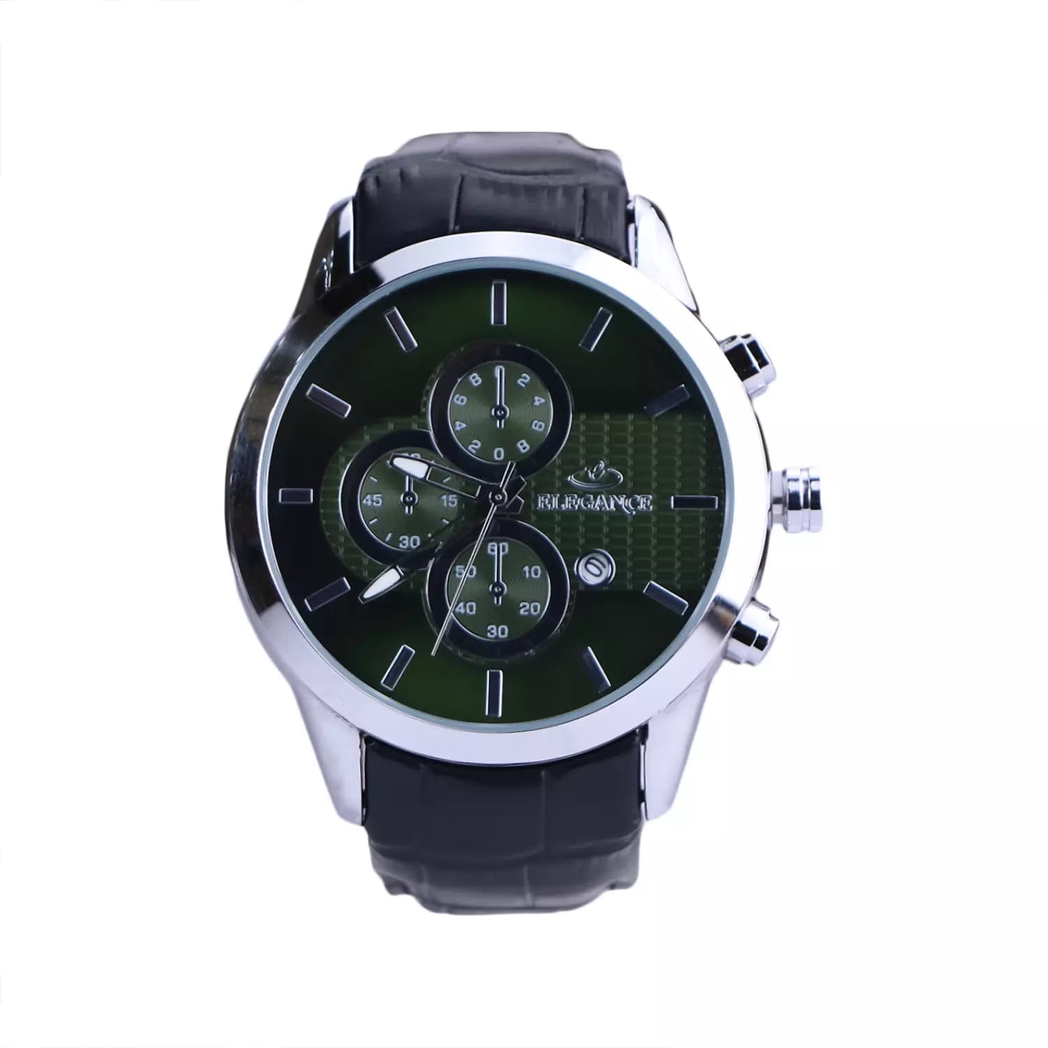 ساعت مچی مردانه الگانس بند چرم مشکی صفحه سبز G 1237/7