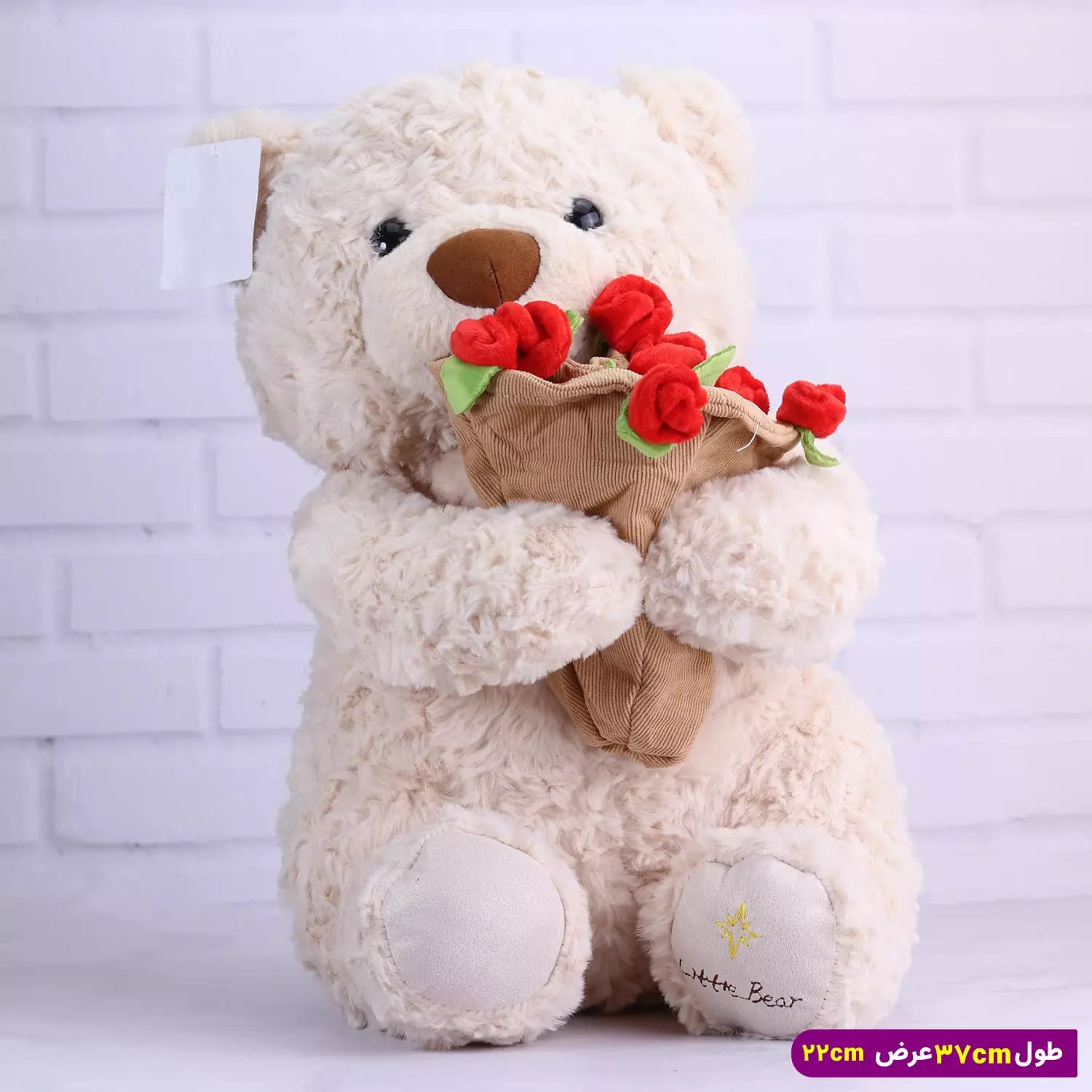 عروسک خرس ولنتاین کلاه گلی پولیشی کد 6604/4 — تصویر ۲