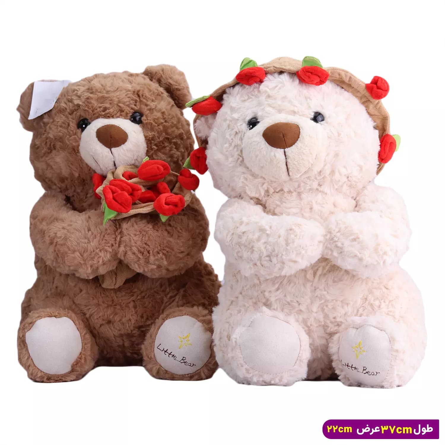 عروسک خرس ولنتاین کلاه گلی پولیشی کد 6604/4