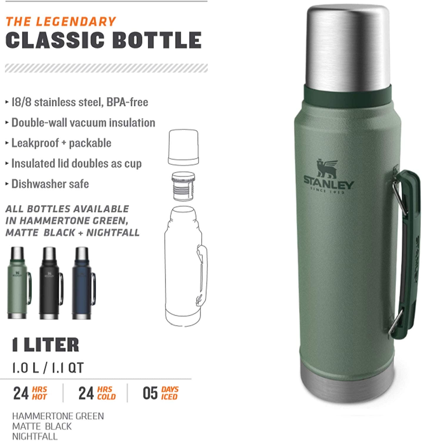 فلاسک استنلی سری کلاسیک Stanley The Legendary Classic 1L — تصویر ۶