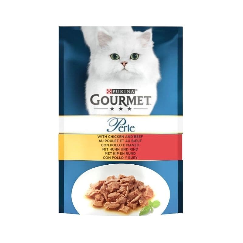 پوچ گربه گورمت با طعم مرغ و گوشت وزن 85 گرم