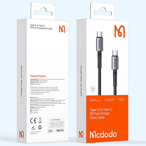 کابل شارژ 65 وات مکدودو مدل CA-313 طول 1.5 متر — تصویر ۶