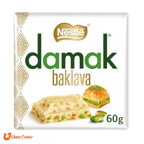 شکلات داماک نستله مدل Baklava با مغز تازه پسته خام 60 گرم
