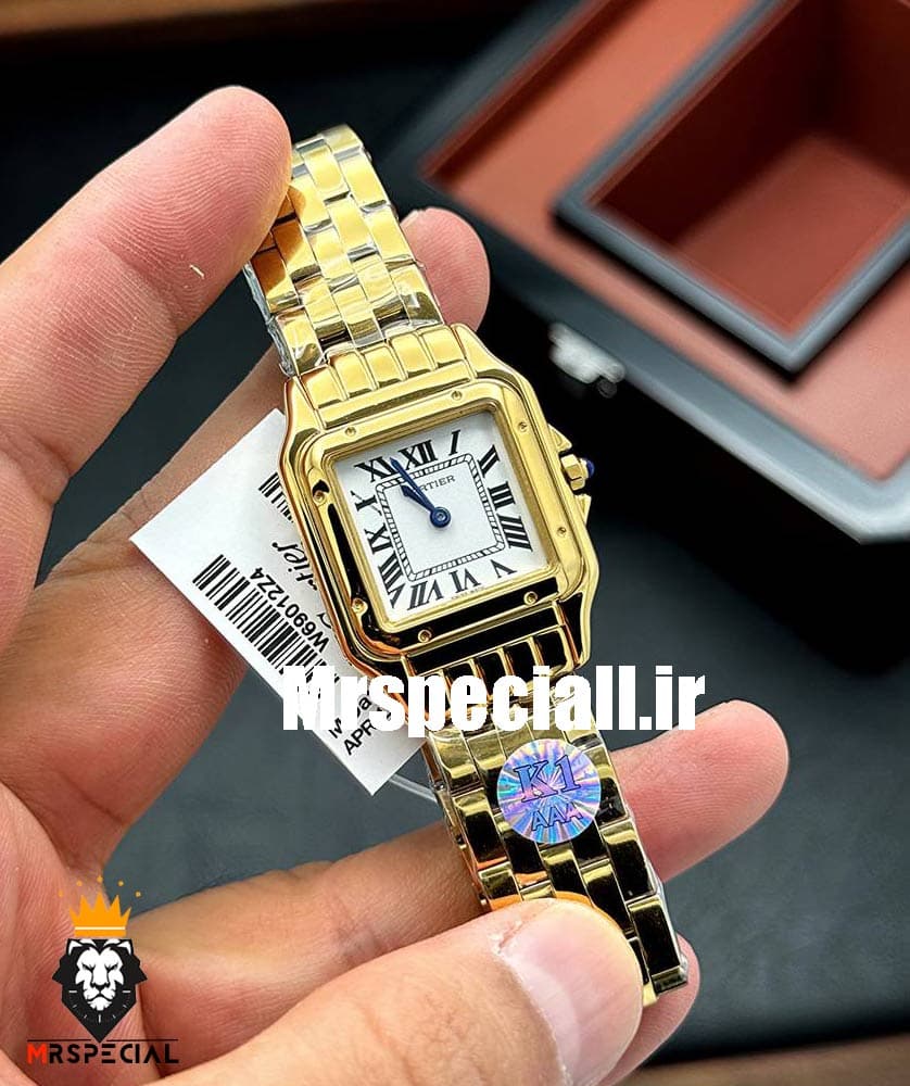 ساعت مچی زنانه کارتیه پنتر طلایی سایز مدیوم CARTIER PANTHRE 020548 — تصویر ۳