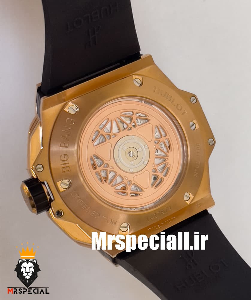 ساعت مچی مردانه هابلوت کهکشانی رزگلد فول نگین ابی 020546 Hublot Sang Bleu ll Diamonds — تصویر ۷