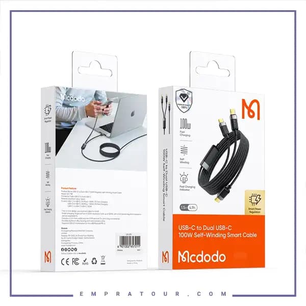 کابل سه سر تایپ سی با بدنه مگنتی مک دودو CA-7380 — تصویر ۸