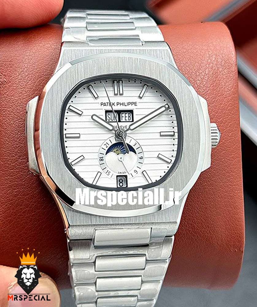 ساعت مردانه پتک فیلیپ ناتیلوس دی دیت اتوماتیک استیل صفحه سفید Patek Philippe NUATILOS 020527 — تصویر ۳