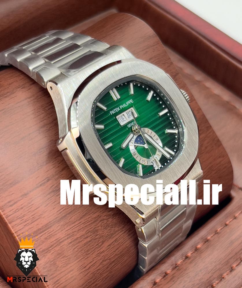 ساعت مردانه پتک فیلیپ ناتیلوس اتوماتیک استیل صفحه سبز دی دیت Patek Philippe NUATILOS 020526 — تصویر ۵