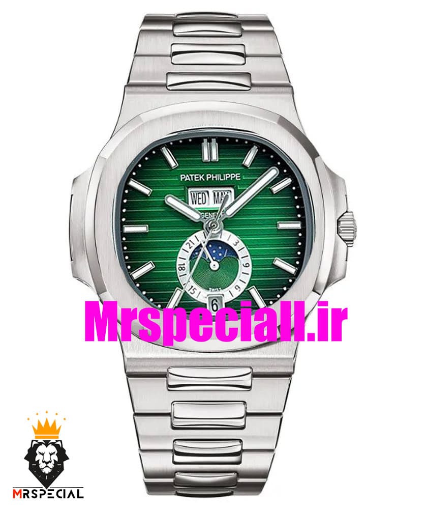 ساعت مردانه پتک فیلیپ ناتیلوس اتوماتیک استیل صفحه سبز دی دیت Patek Philippe NUATILOS 020526