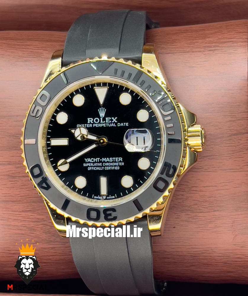 ساعت رولکس مردانه یاخ مستر اتوماتیک طلایی بند رابر کیفیت مستر 020440 ROLEX YACHT MASTER — تصویر ۳