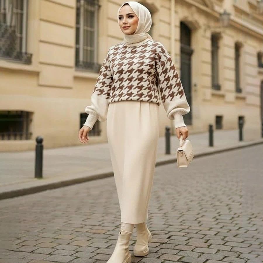 ست بلوز و دامن بافت زنانه Sevda_Milky مدل 3832