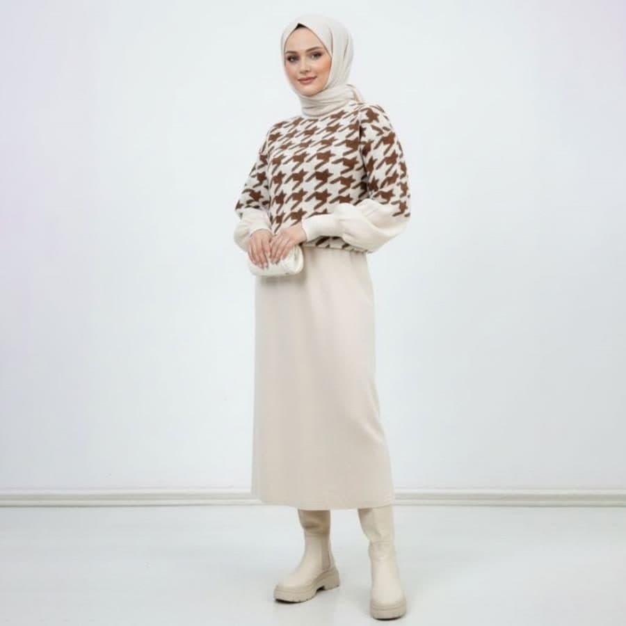 ست بلوز و دامن بافت زنانه Sevda_Milky مدل 3832 — تصویر ۲