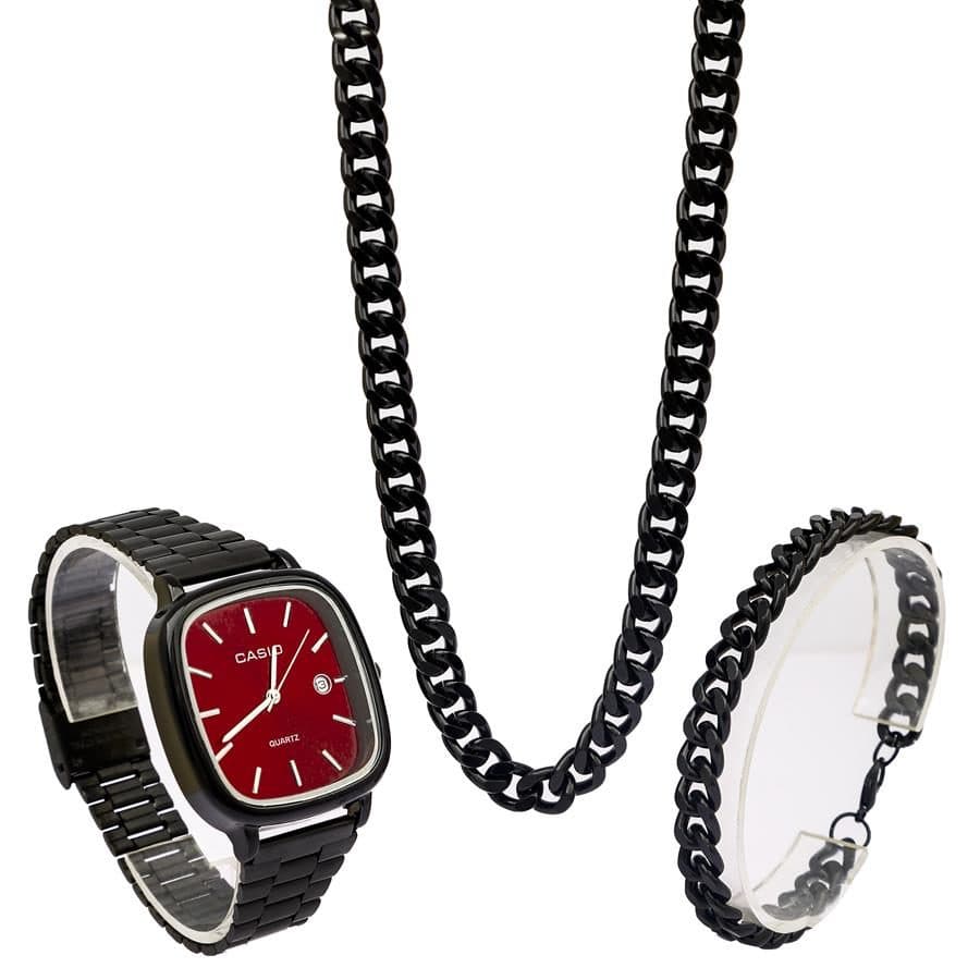 ست ساعت و نیم ست مردانه Casio_Red مدل 3678 — تصویر ۳