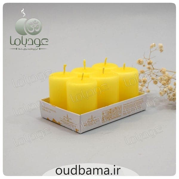شمع استوانه ای زرد 6 سانتیمتر