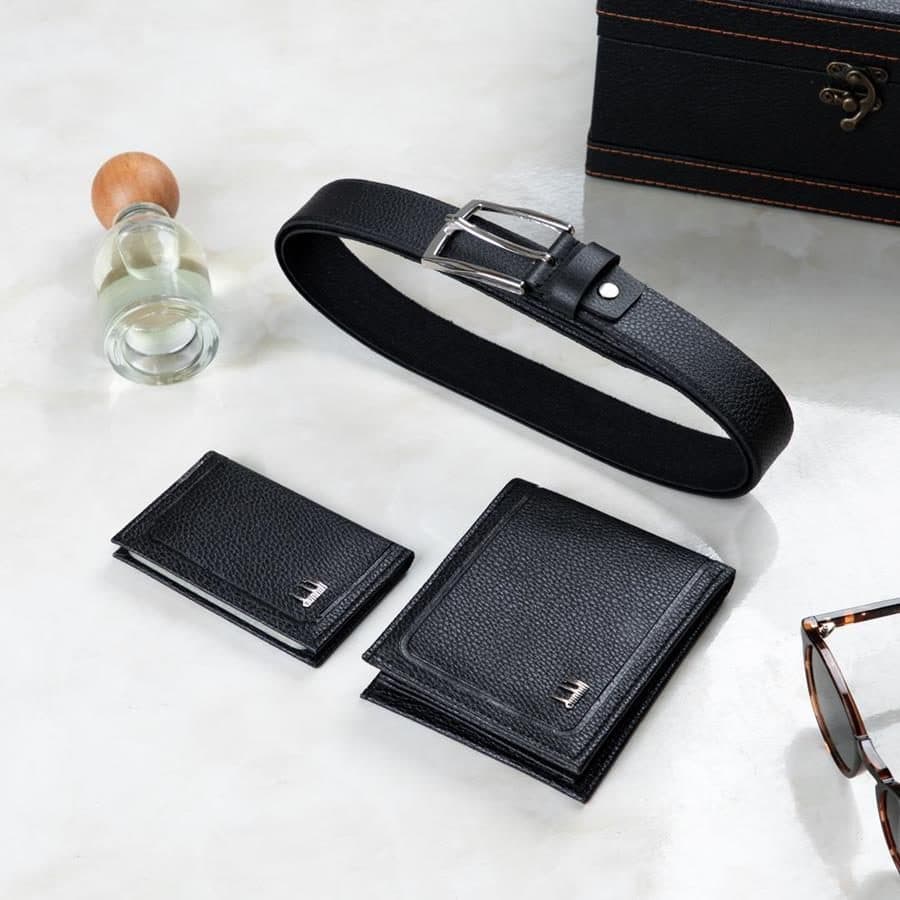 ست چرمی مردانه Dunhill_Black مدل 3438 — تصویر ۳