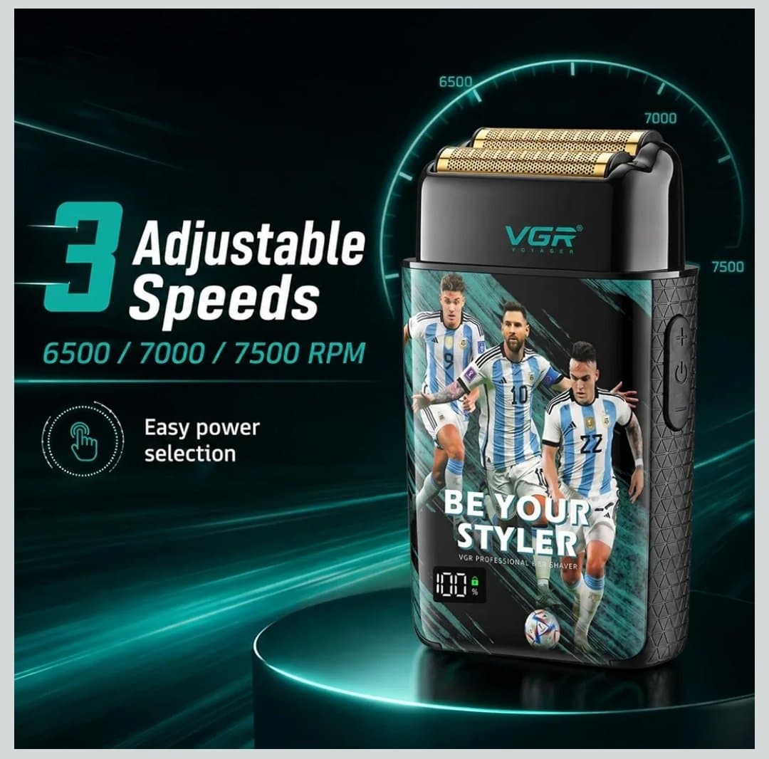 ماشین اصلاح و شیور حرفه‌ای وی‌جی‌آر (VGR) مدل V-309 نسخه ویژه آرژانتین AFA | اصل و اورجینال VGR Professional Foil Shaver V-309 — تصویر ۳
