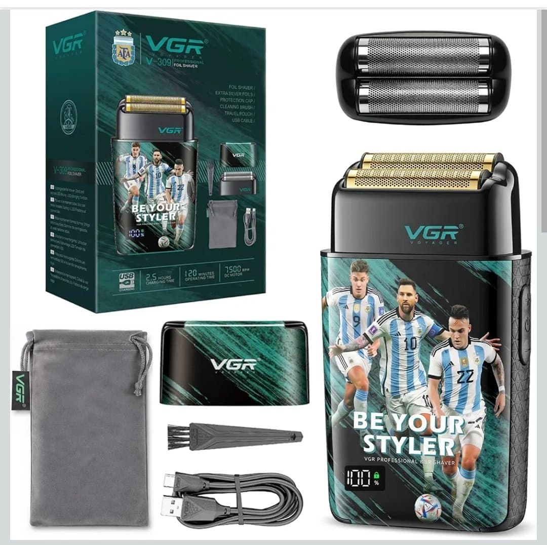 ماشین اصلاح و شیور حرفه‌ای وی‌جی‌آر (VGR) مدل V-309 نسخه ویژه آرژانتین AFA | اصل و اورجینال VGR Professional Foil Shaver V-309