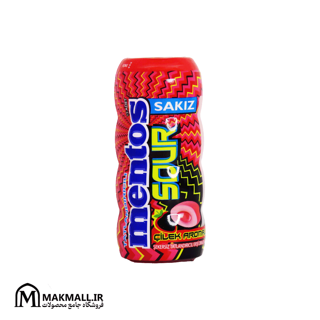 آدامس منتوس ترش توت فرنگی بدون قند 30 گرم | Mentos Sour Strawberry Sugar-Free Gum 30g