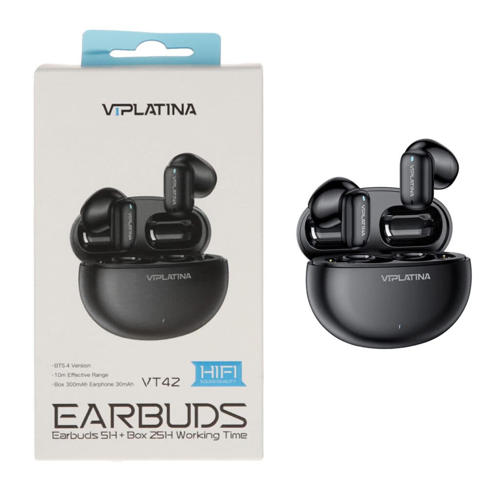 ایرفون بی سیم VIPLATINA مدل VT42 – مشکی (گارانتی 6 ماه تعویض نیکان همراه) — تصویر ۲
