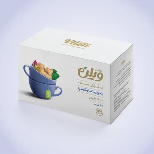 دمنوش گیاهی مخلوط زنجبیل -نعنا وگل سرخ (صبح نوش) گلدن ویلن بسته 20 عددی