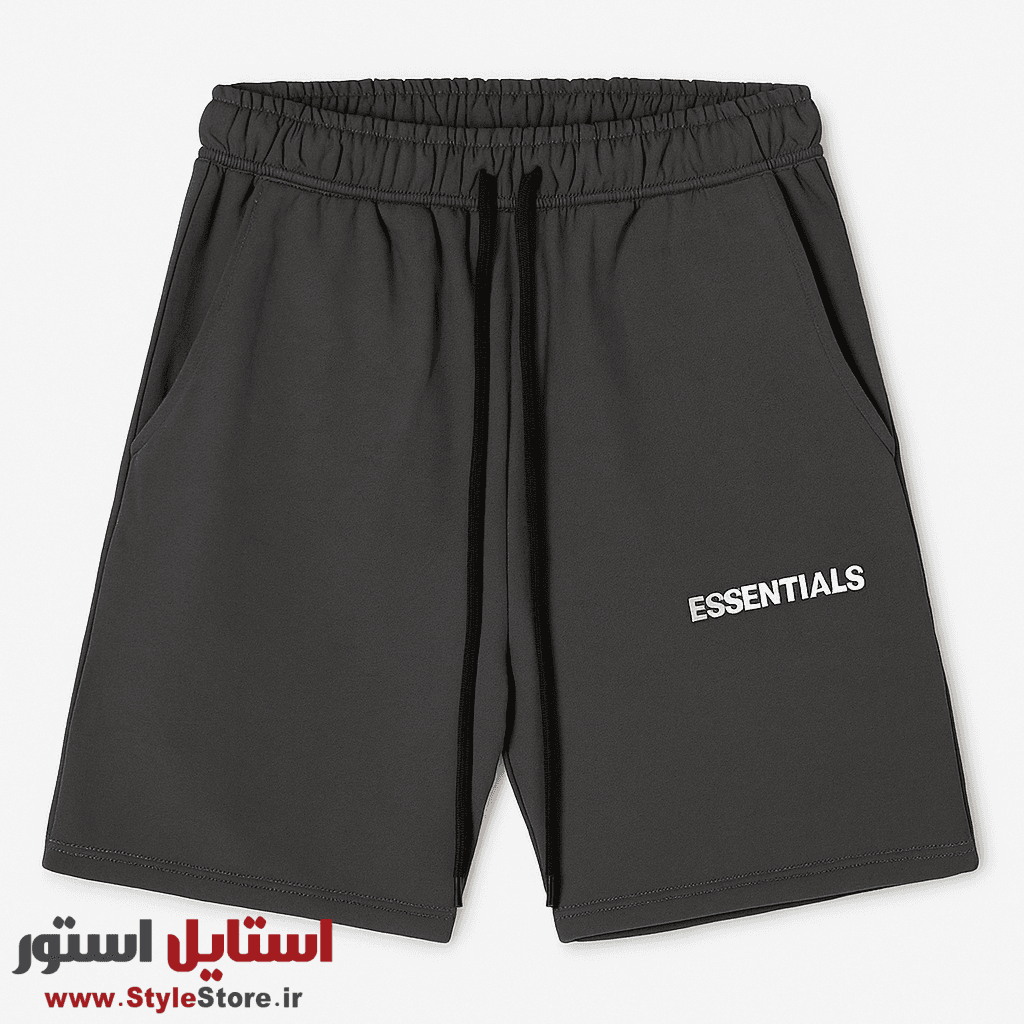 شلوارک مردانه شیک مدل ESSENTIALS رنگ نوک مدادی — تصویر ۲