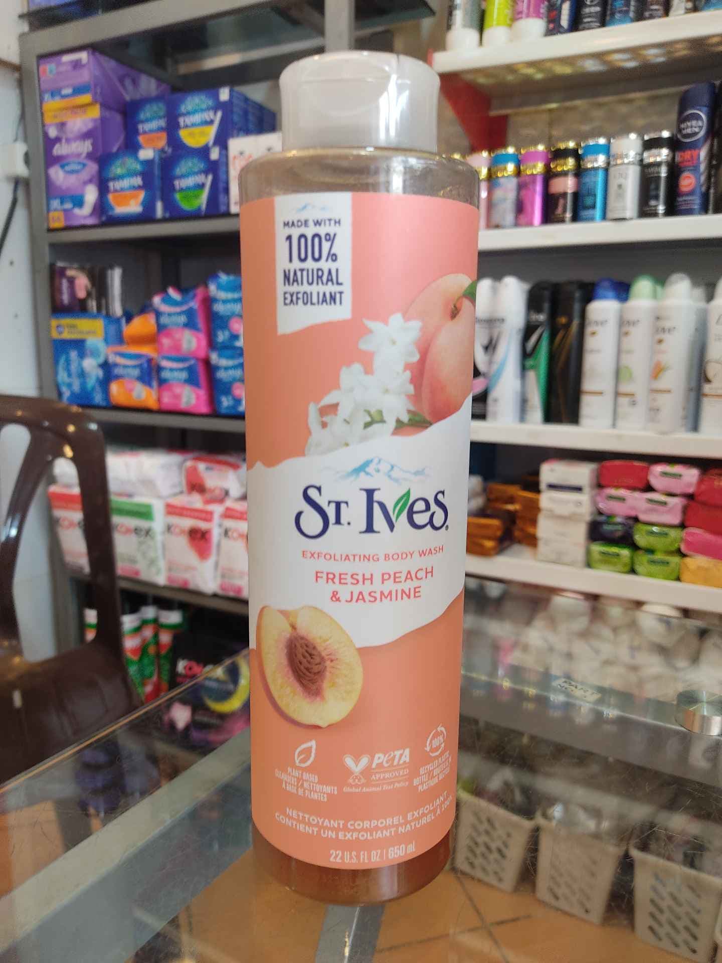 ژل شستشوی بدن لایه‌بردار سنت ایوز St.Ives Fresh Peach & Jasmine حجم 650 میل