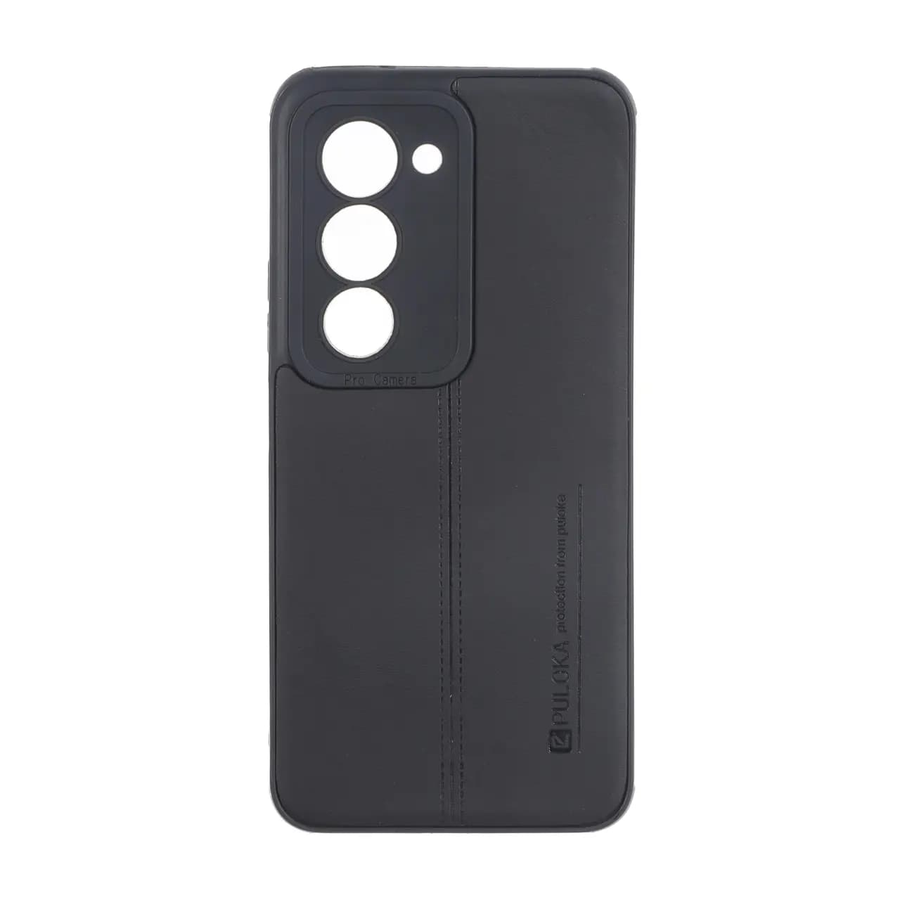 قاب Puloka طرح چرم دوخت دار محافظ لنزدار Xiaomi Redmi 15 4G – مشکی