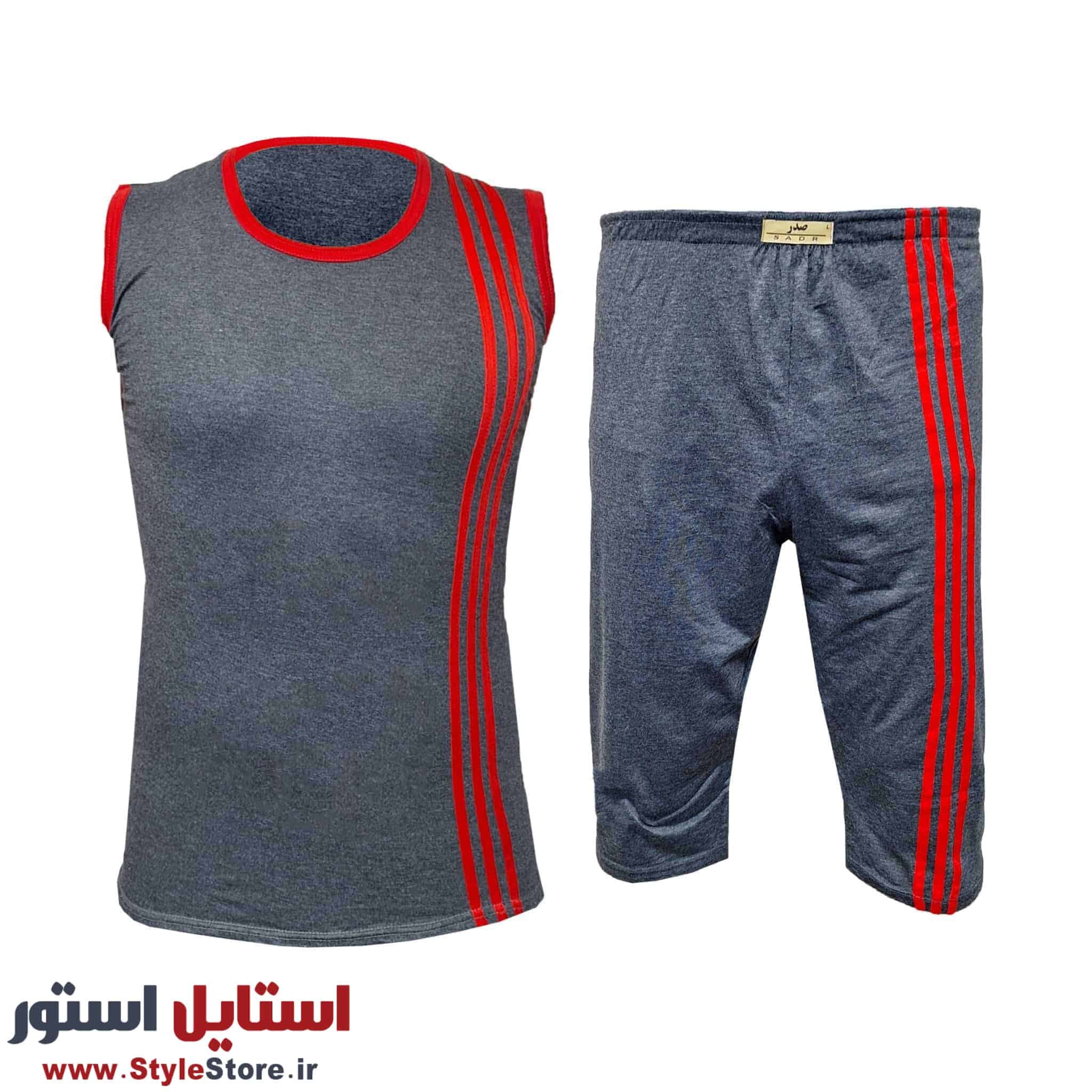 ست تاپ و شلوارک مردانه صدر مدل GH رنگ خاکستری (اوت لت)