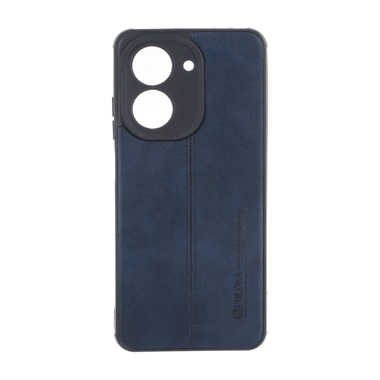 قاب Puloka طرح چرم دوخت دار محافظ لنزدار Xiaomi Redmi A5 / Poco C71 – سرمه ای