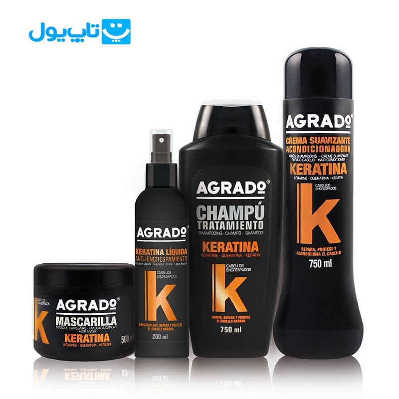 ماسک مو آگرادو AGRADO مدل KERATINA کراتین صاف کننده مو حجم 500 میلیلیتر — تصویر ۶