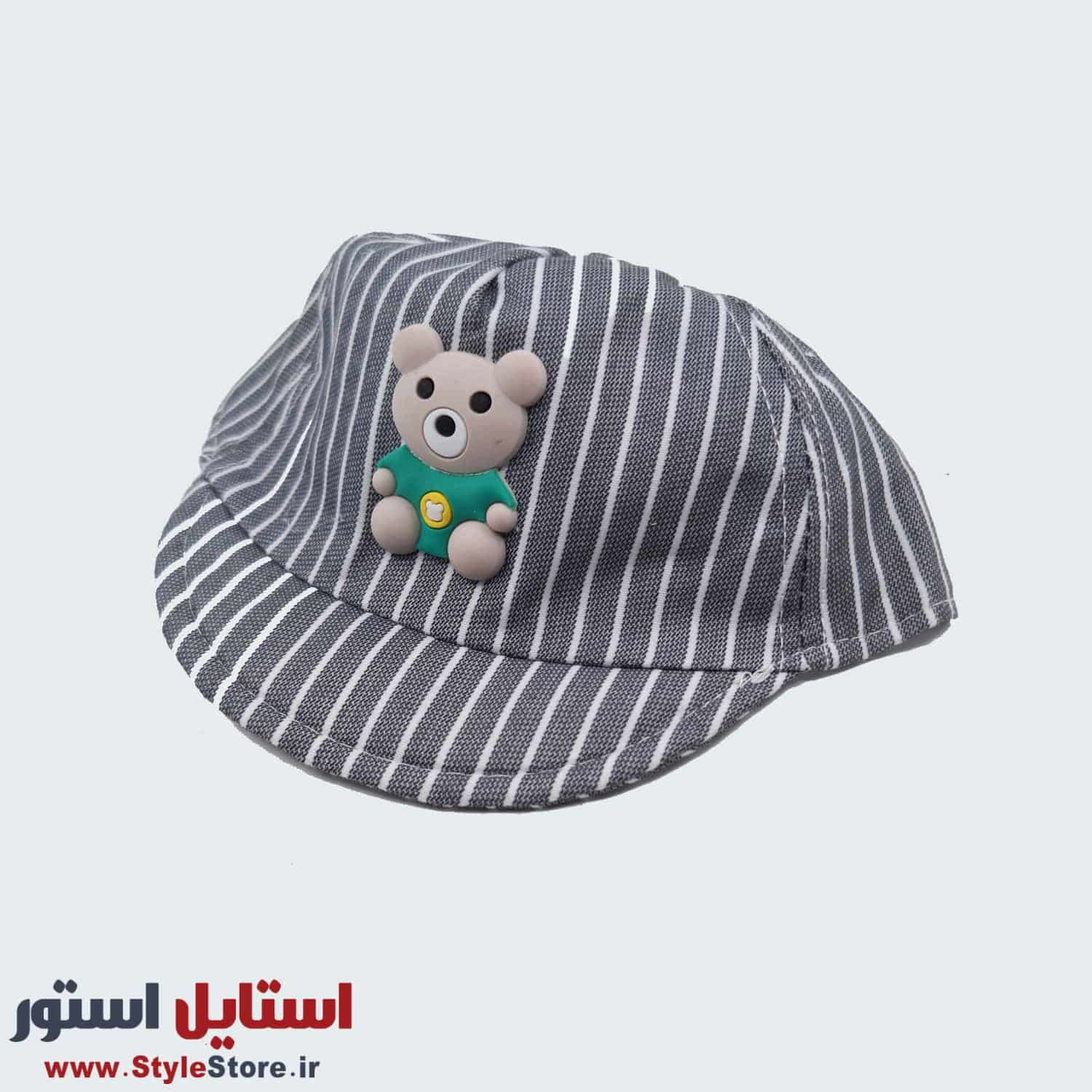 کلاه نوزادی مدل خرس راه راه کد 1945 رنگ خاکستری — تصویر ۲