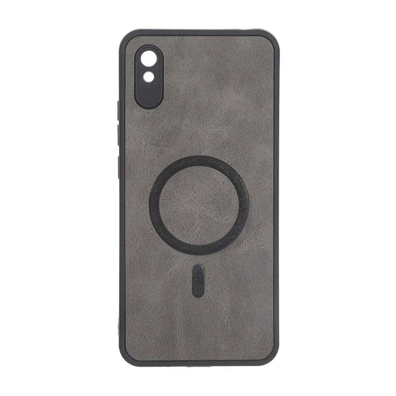 قاب چرمی طرح مگ سیف محافظ لنزدار Xiaomi Redmi 9A / Redmi 9A Sport / Redmi 9AT – دودی