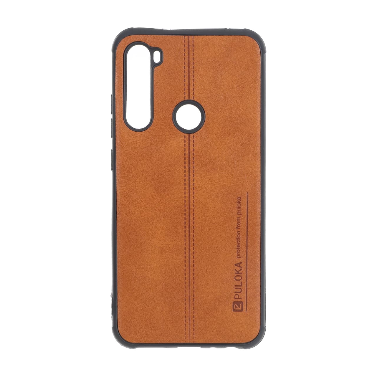 قاب Puloka طرح چرم دوخت دار Xiaomi Redmi Note 8 – قهوه ای کد 1