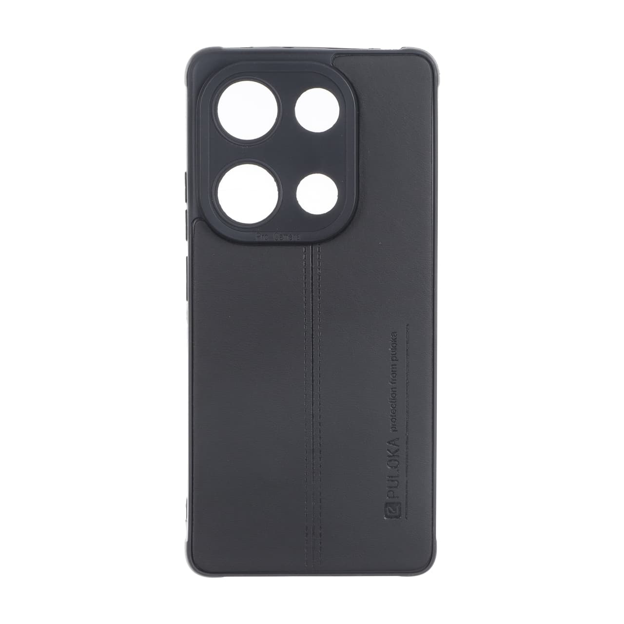 قاب Puloka طرح چرم دوخت دار محافظ لنزدار Xiaomi Redmi Note 14S / Note 13 Pro 4G / Poco M6 Pro 4G – مشکی