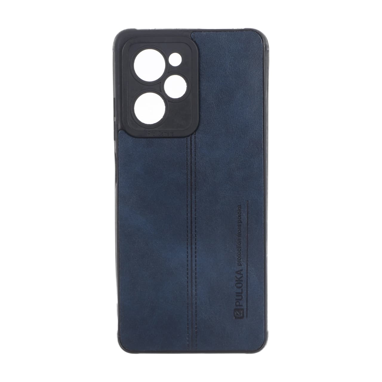 قاب Puloka طرح چرم دوخت دار محافظ لنزدار Xiaomi Poco X5 Pro 5G – سرمه ای
