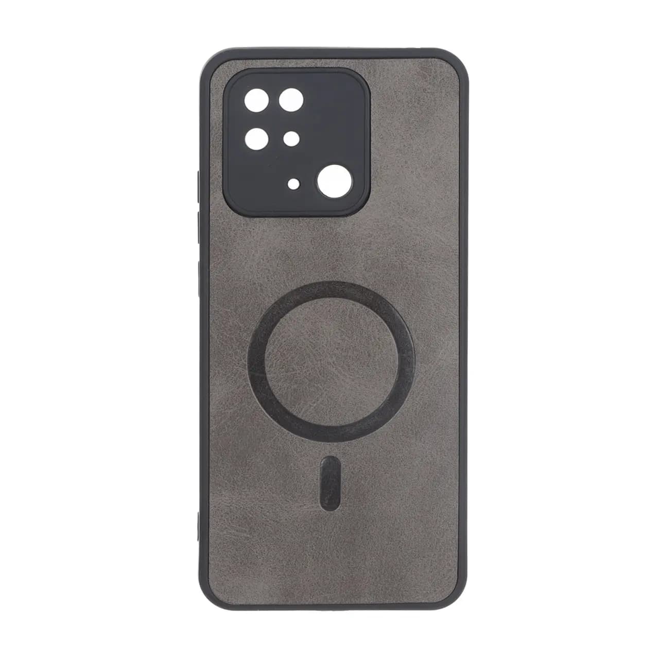 قاب چرمی طرح مگ سیف محافظ لنزدار Xiaomi Redmi 10C / Redmi 10 Power / Poco C40 – دودی
