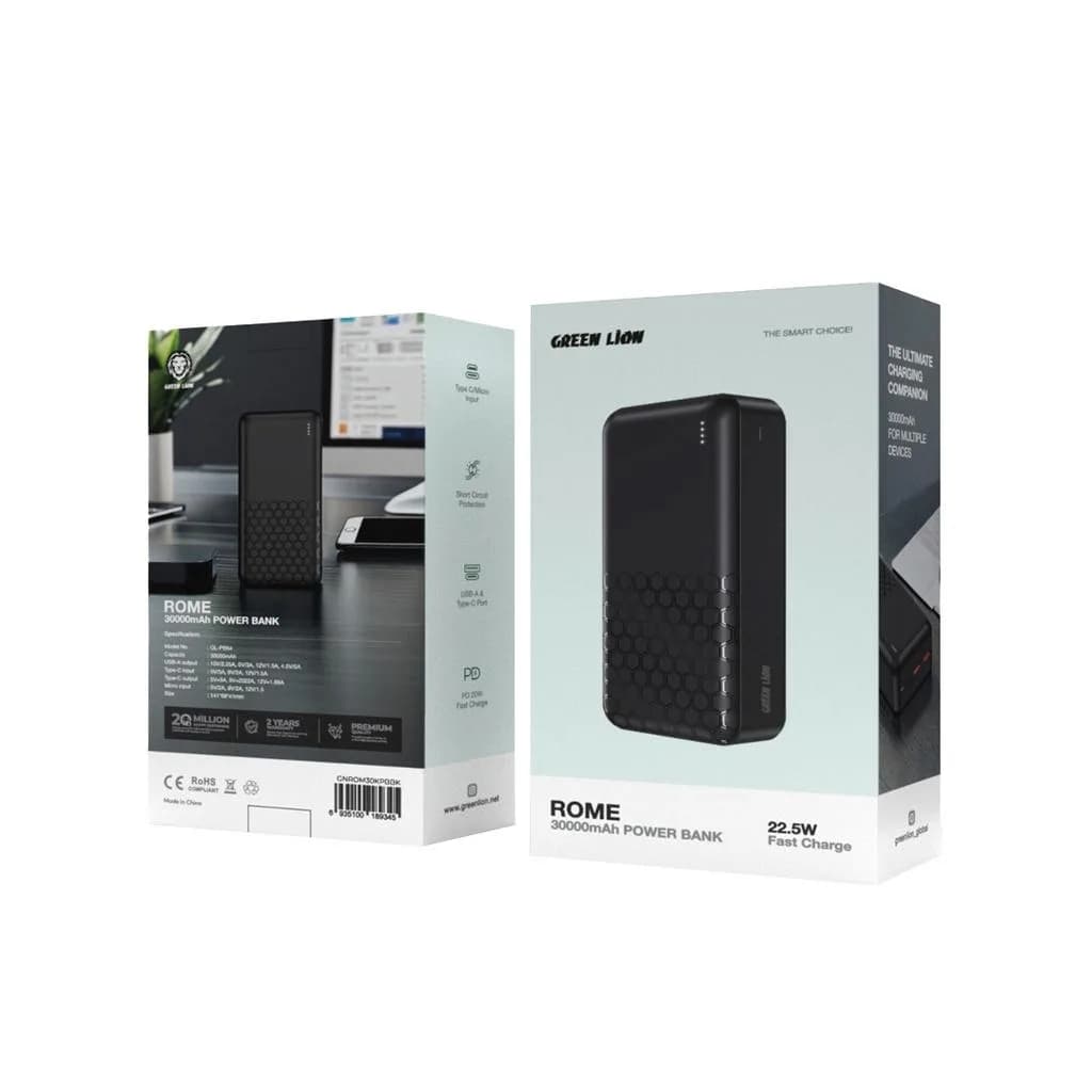 پاور بانک فست شارژ 30000 گرین لاین Green Lion Rome PD 20W