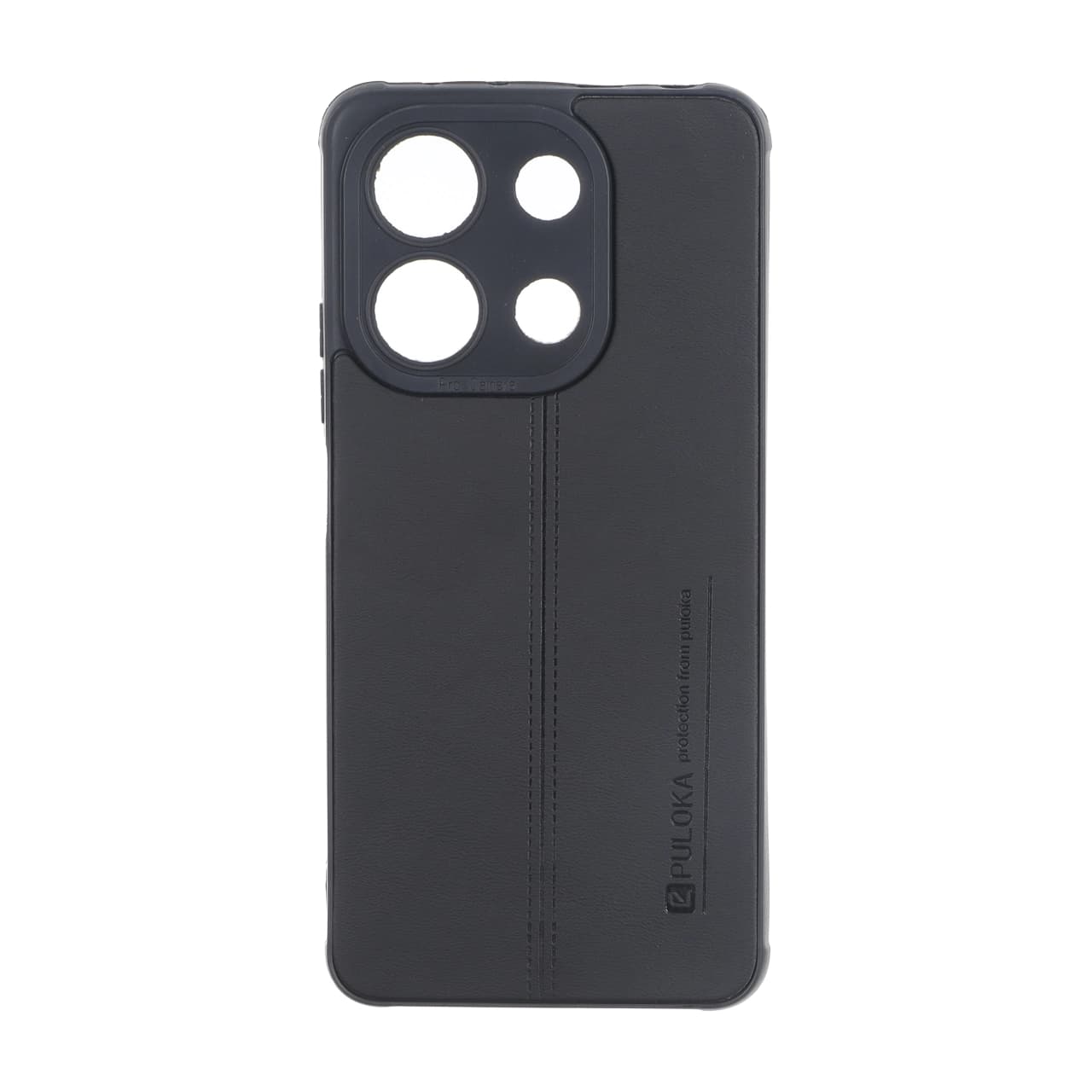 قاب Puloka طرح چرم دوخت دار محافظ لنزدار Xiaomi Redmi Note 13 4G – مشکی