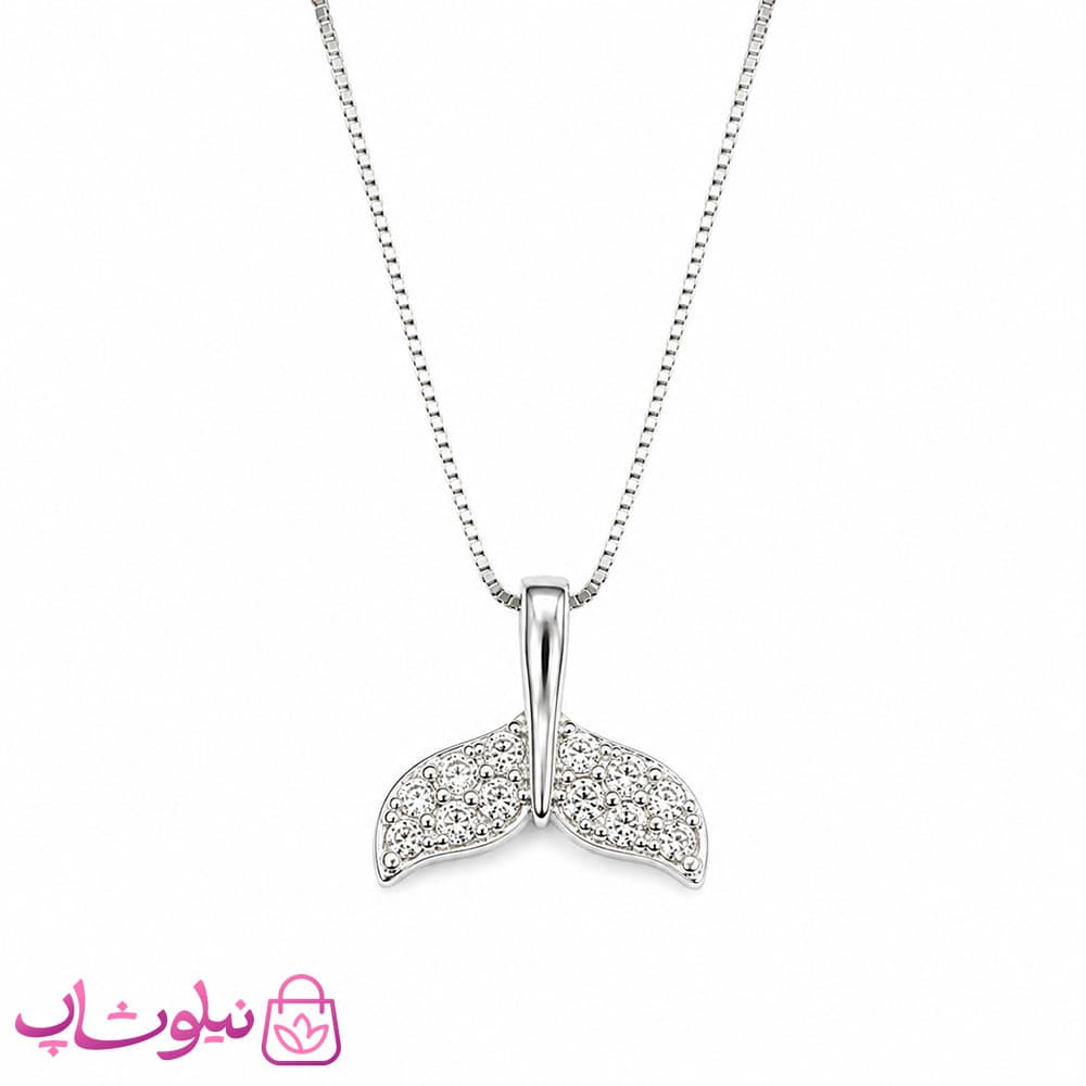 گردنبند زنانه نقره ظریف وارداتی عیار 925 مدل دم وال تک وزن 1/690 گرم