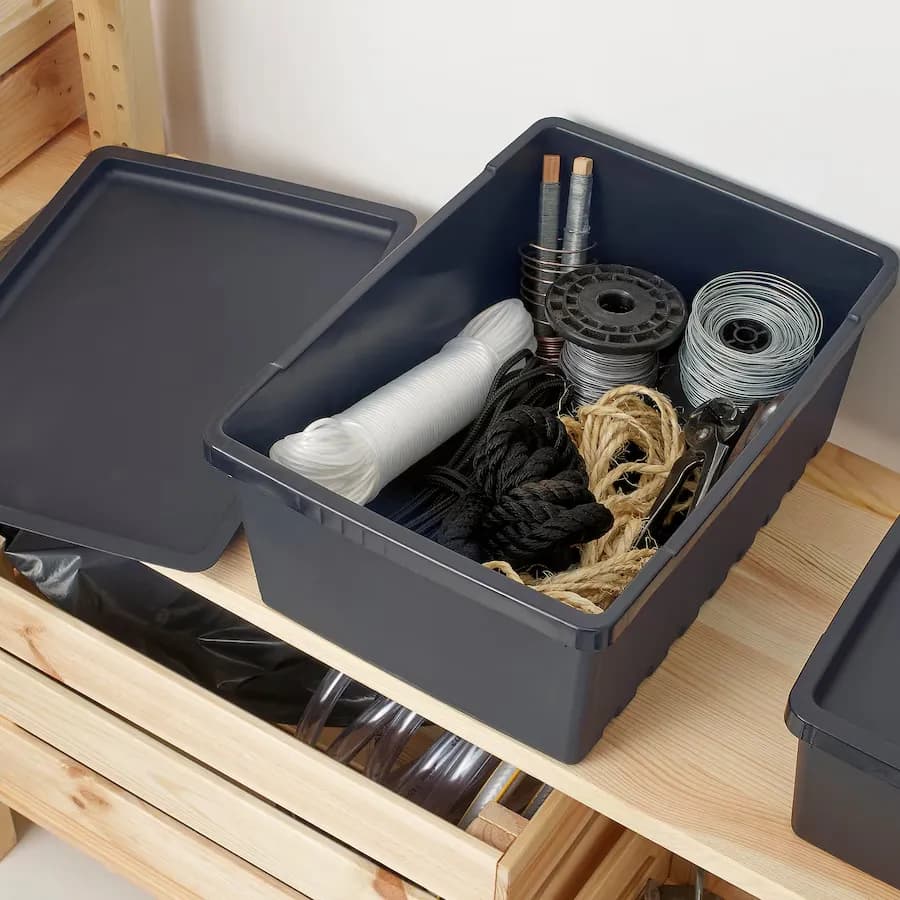جعبه نظم دهنده درب دار ایکیا UPPSNOFSAD مشکی، 9 لیتر/ 35x25x14 سانتی‌متر — تصویر ۵