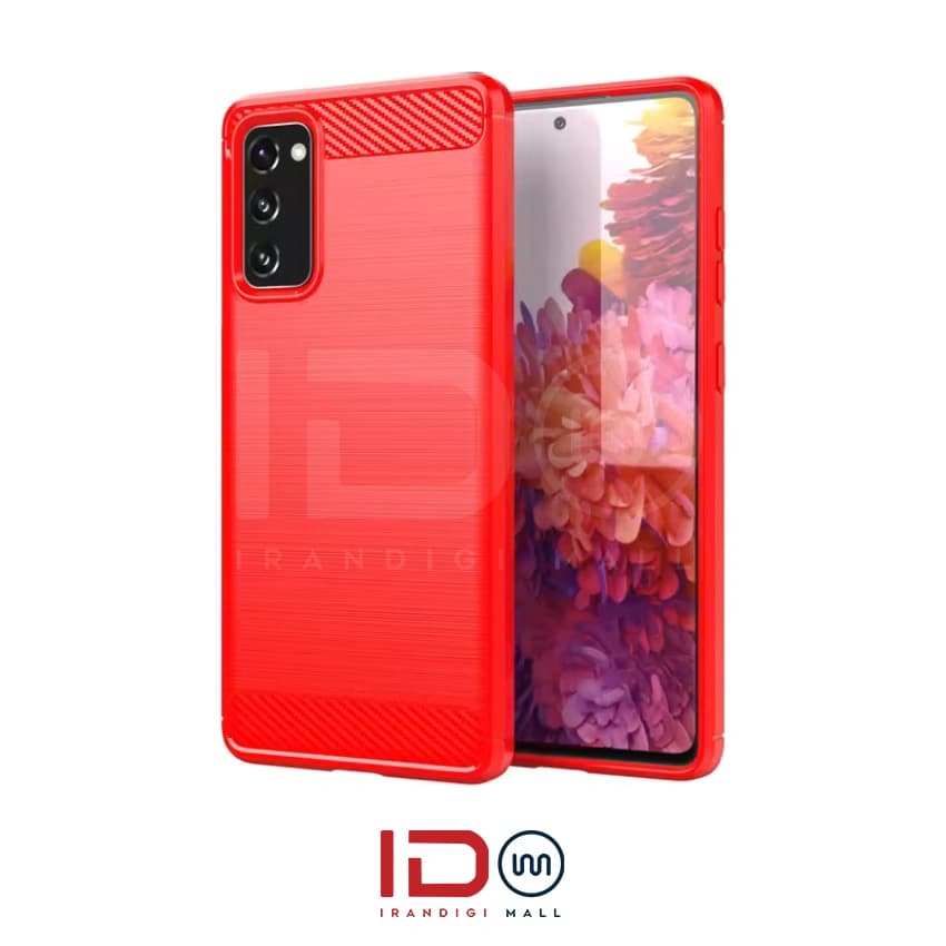 قاب فیبر کربن گوشی سامسونگ مدل GALAXY S20 FE برند rugged armor رنگ قرمز