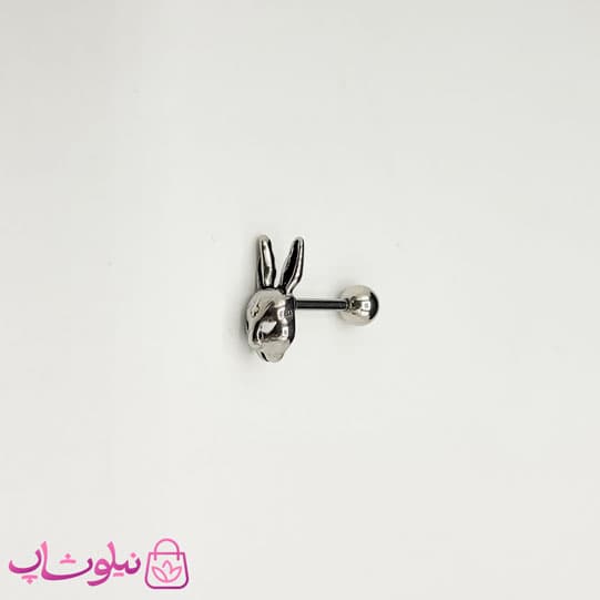 پیرسینگ گوش استیل مدل کانگورو نقره ای رنگ کد 100 — تصویر ۲