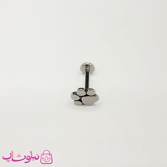 پیرسینگ گوش استیل مدل پای گربه نقره ای رنگ کد 100